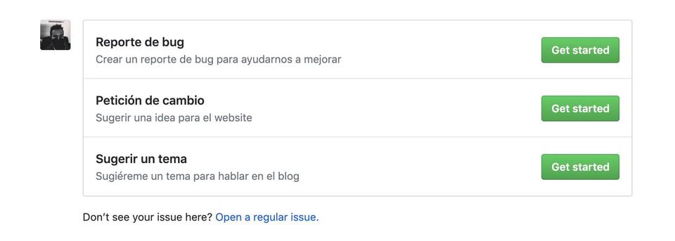 Plantillas para issues